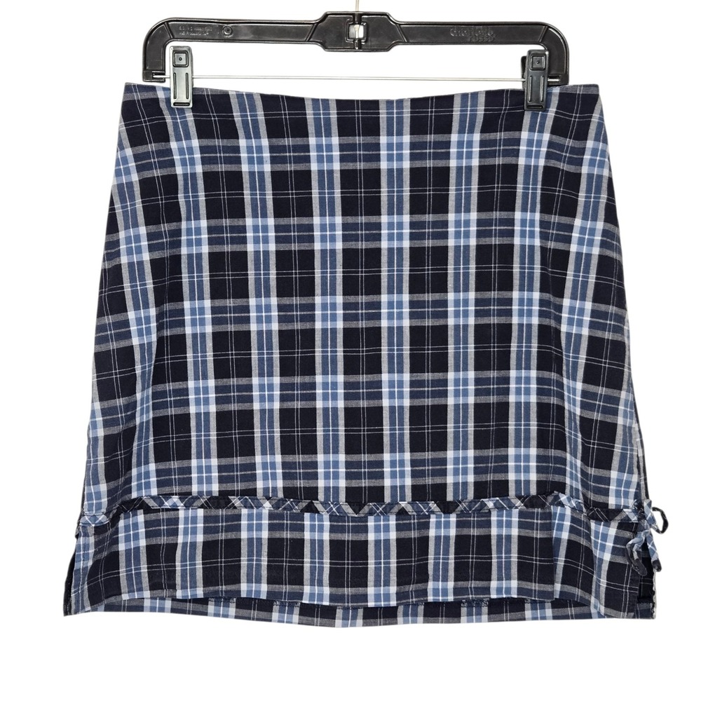 VTG Exact Change‎ Plaid Mini Skirt Blue Black Y2K School Girl Coquette Sz 11 USA